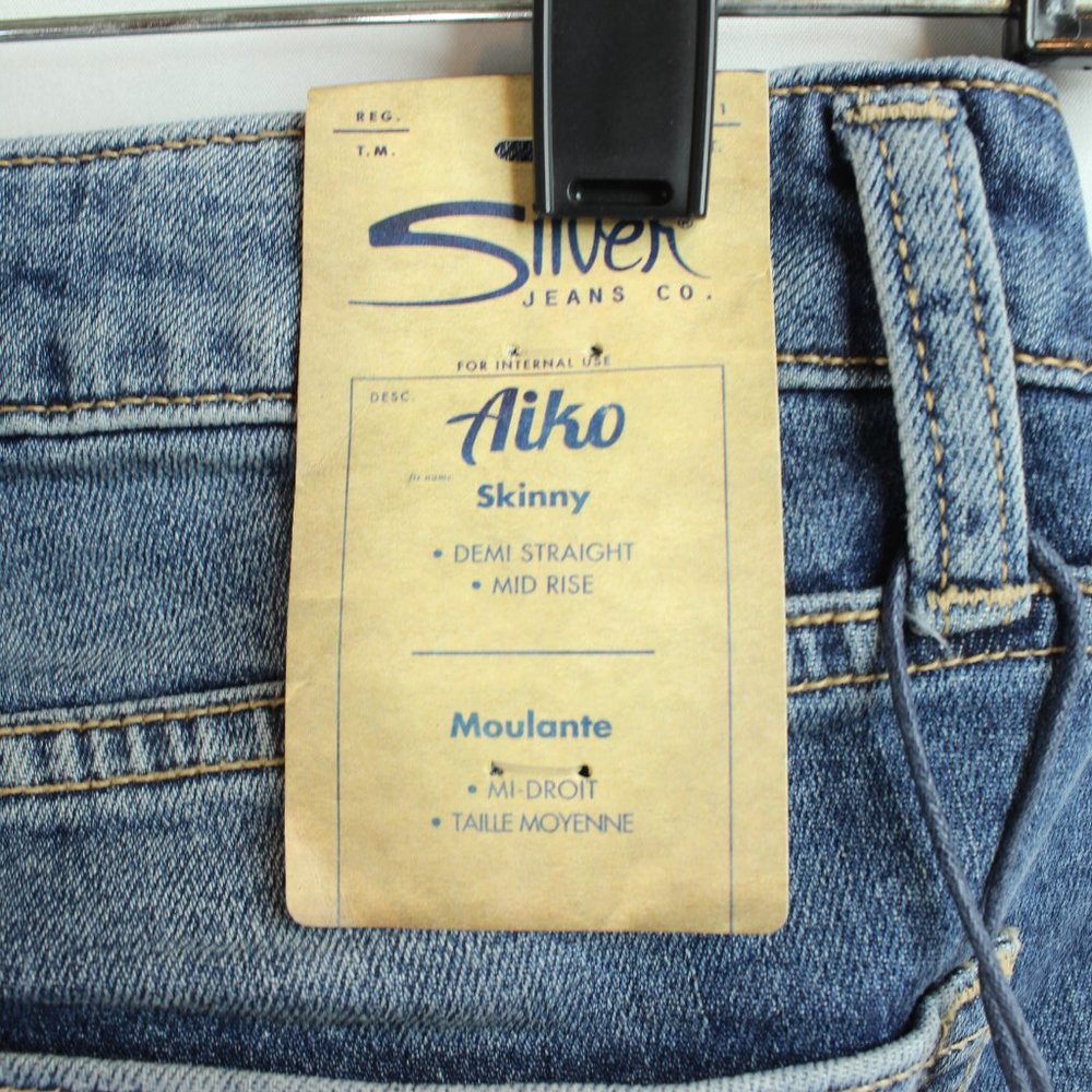 BLUE JEANS SILVER AIKO Skinny Women's Size‎ W24 L25 - Picture 7 of 12